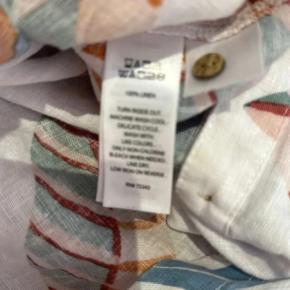 Cynthia Rowley 100% linen leaf back button down size Medium never worn - Picture 5 of 6